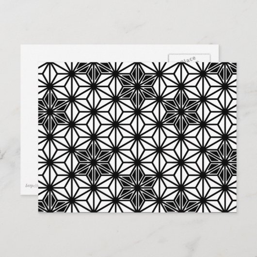 Japanisch Asanoha oder Star Pattern, weiß und schw Postkarte (Vorne/Hinten)