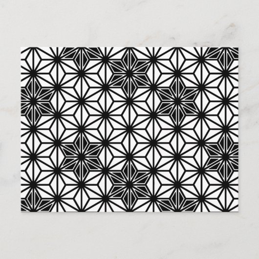 Japanisch Asanoha oder Star Pattern, weiß und schw Postkarte (Vorderseite)