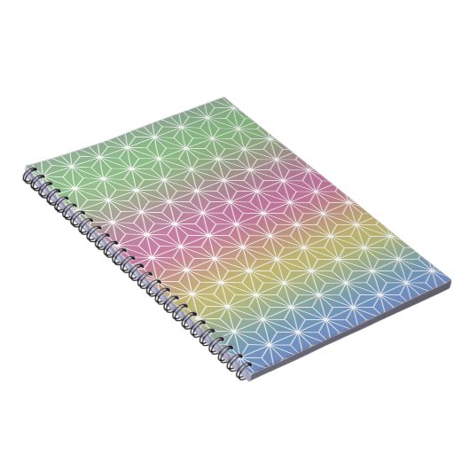 Japanisch Asanoha Traditionelle Printpastel Rainbo Notizblock (Rechte Seite)