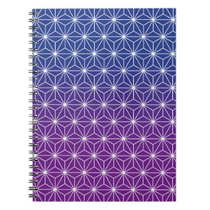 Japanisch Asanoha Traditionelles Print Blue & Lila Notizblock