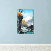 Japanisch Asiatischer Kunstschneebedeckter Berg Leinwanddruck (Insitu (Holzboden))