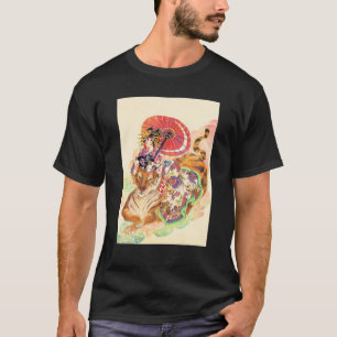 Japanisch Ästhetik Oiran Girl Tiger Traditionelle T-Shirt
