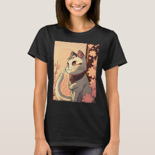 Japanisch Ästhetische Niedliche Katze japan Sakura T-Shirt