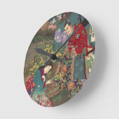 Japanisch Beautiful Geisha Samurai Art Runde Wanduhr (Winkel)