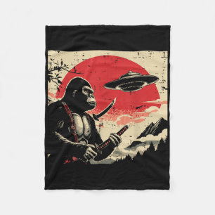Japanisch Bigfoot Samurai Ufo Vintag Sasquatch Men Fleecedecke