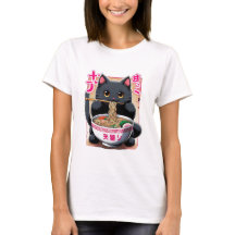 Japanisch Black Kitty Eating Ramen