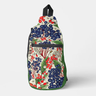 Japanisch Blau und Rote Berries Crossbody Bag