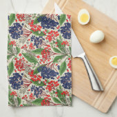 Japanisch Blau und Rote Berries Geschirrtuch (Viertel Falte)