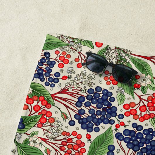 Japanisch Blau und Rote Berries Strandtuch (Beispiel)