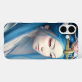 Japanisch blauer Haar Fairy Fantasy AI Art Poster Case-Mate iPhone Hülle (Rückseite (Horizontal))