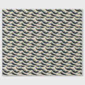 Japanisch-blaues Wellenpapier Geschenkpapier (Flach)