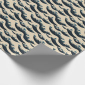 Japanisch-blaues Wellenpapier Geschenkpapier (Ecke)