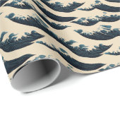 Japanisch-blaues Wellenpapier Geschenkpapier (Rolleneckpunkt)