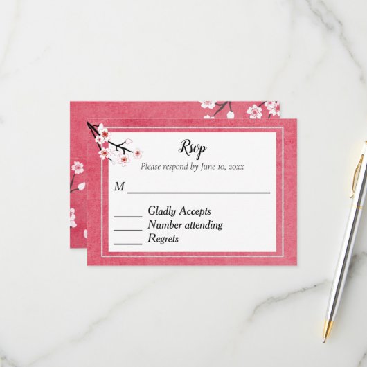 Japanisch Blossom UAWG RSVP Karte (Vorderseite/Rückseite Beispiel)