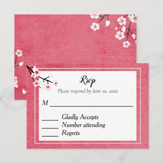 Japanisch Blossom UAWG RSVP Karte (Vorne/Hinten)