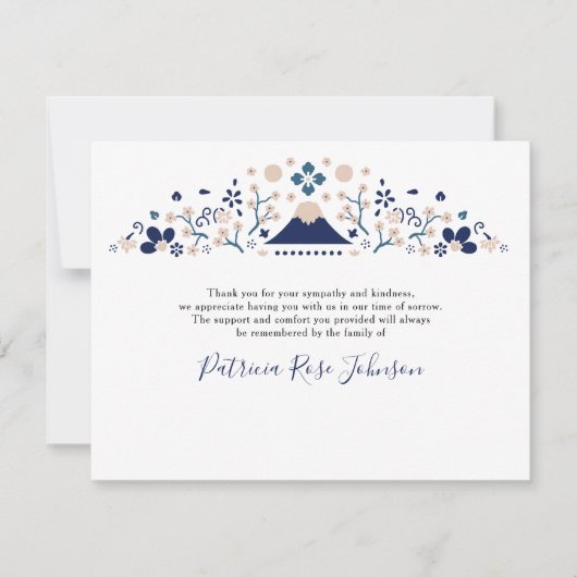 Japanisch Blue Funerary Memorial Vielen Dank Dankeskarte (Vorderseite)