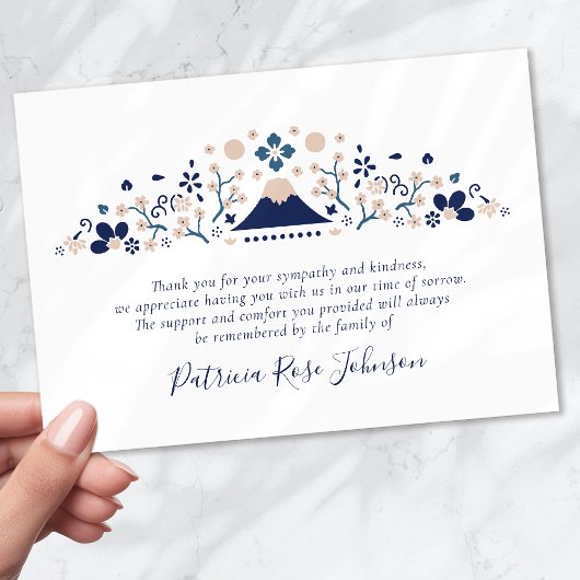 Japanisch Blue Funerary Memorial Vielen Dank Dankeskarte