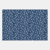Japanisch Blue Sashiko Wrapping Paper Geschenkpapier Set (Vorderseite 3)
