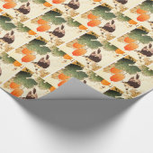 Japanisch botanisch mit Vogel und Orange Frucht Geschenkpapier (Ecke)