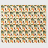 Japanisch botanisch mit Vogel und Orange Frucht Geschenkpapier (Flach)