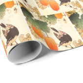 Japanisch botanisch mit Vogel und Orange Frucht Geschenkpapier (Rolleneckpunkt)