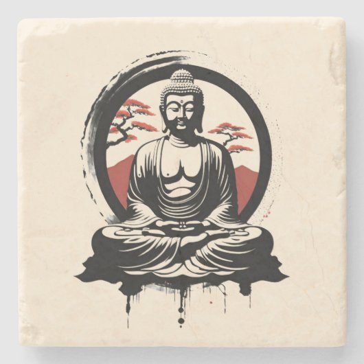 Japanisch Buddha Zen Steinuntersetzer (Vorderseite)