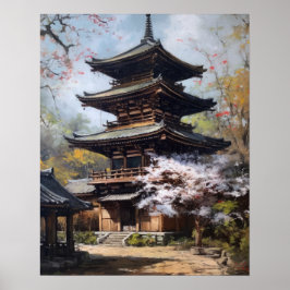 Japanisch Buddhist Temple Art Print Poster