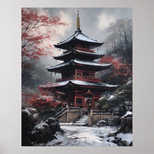 Japanisch Buddhist Temple Art Print Poster (Vorne)