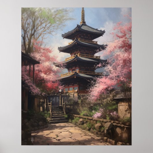 Japanisch Buddhist Temple Art Print Poster (Vorne)