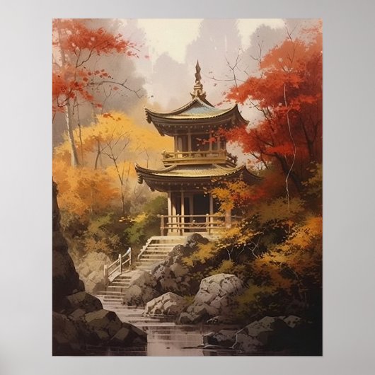 Japanisch Buddhist Temple Art Print Poster (Vorne)