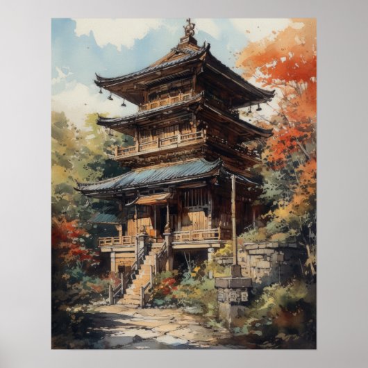 Japanisch Buddhist Temple Art Print Poster (Vorne)
