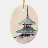Japanisch-buddhistischer Tempel Cherry Blüten Weih Keramik Ornament (Vorne)