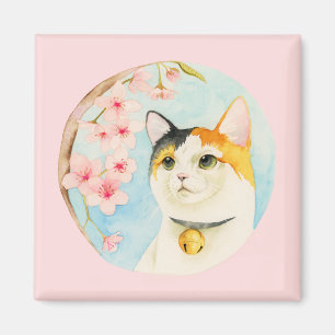 Japanisch Calico Cat Watercolor Magnet