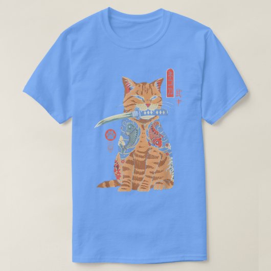 Japanisch Catana Samurai Cat Katana Japanisch Grap T-Shirt (Design vorne)