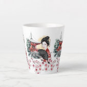 Japanisch Cherry Blossom Pagoda Geisha Girl Milchtasse (Vorderseite)