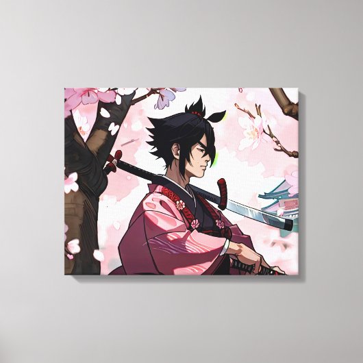 Japanisch Cherry Blossom Samurai Leinwanddruck (Vorderseite)