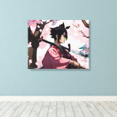 Japanisch Cherry Blossom Samurai Leinwanddruck (Insitu (Holzboden))
