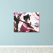 Japanisch Cherry Blossom Samurai Leinwanddruck (Insitu (Holzboden))