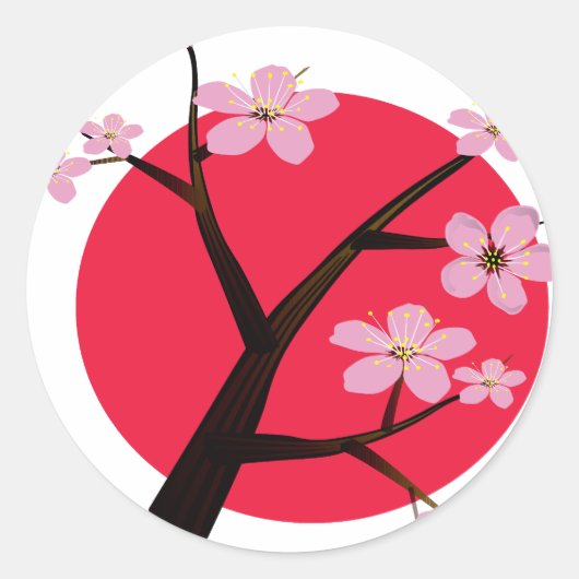 Japanisch Cherry Blossom Tattoo Runder Aufkleber (Vorderseite)