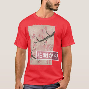 Japanisch Cherry Blossom Woodblock Pink Sakura Vin T-Shirt