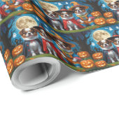 Japanisch Chin Dogs Pumpkin Halloween Funny Geschenkpapier (Rolleneckpunkt)