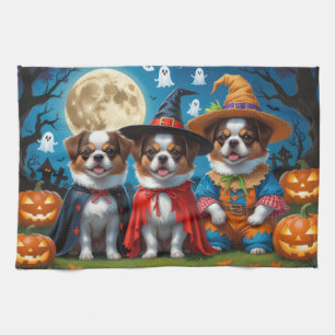 Japanisch Chin Dogs Pumpkin Halloween Funny Geschirrtuch