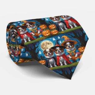 Japanisch Chin Dogs Pumpkin Halloween Funny Krawatte