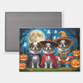 Japanisch Chin Dogs Pumpkin Halloween Funny Magnet (Vorderseite/Rückseite)
