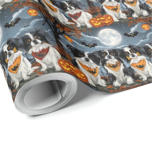 Japanisch Chin Halloween Spooky Geschenkpapier (Rolleneckpunkt)