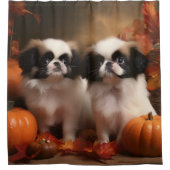 Japanisch Chin Welppy Autumn Delight Pumpkin Duschvorhang (Vorderseite)