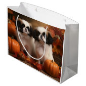 Japanisch Chin Welppy Autumn Delight Pumpkin Große Geschenktüte (Rückseite Schrägansicht)