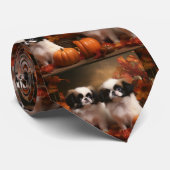 Japanisch Chin Welppy Autumn Delight Pumpkin Krawatte (Gerollt)