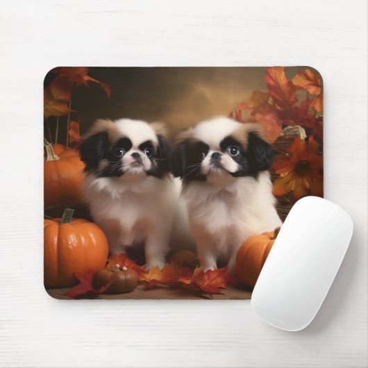 Japanisch Chin Welppy Autumn Delight Pumpkin Mousepad (Mit Mouse)
