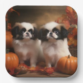 Japanisch Chin Welppy Autumn Delight Pumpkin Pappteller (Vorderseite)